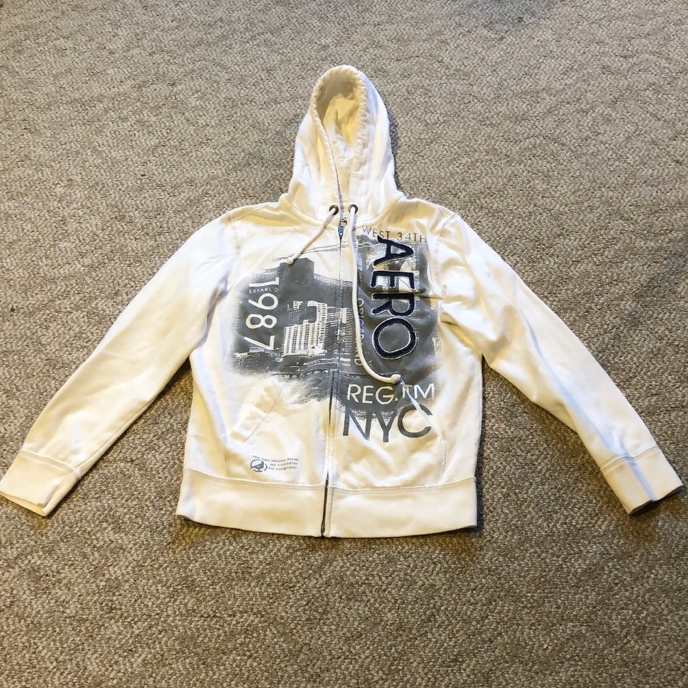 Aeropostale White Zip Down Hoodie